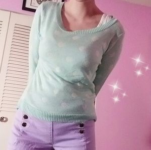 pale blue polka dot shirt